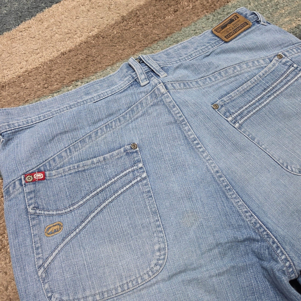 VTG Y2K ECKO UNLTD Blue Denim Rhino Baggy Hip Hop Shorts Size 36